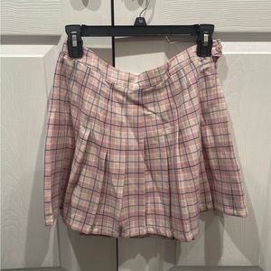 Pink Plaid Mini Skirt